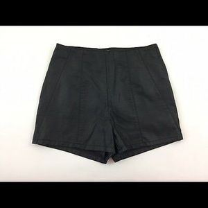 Vegan leather black high waisted shorts